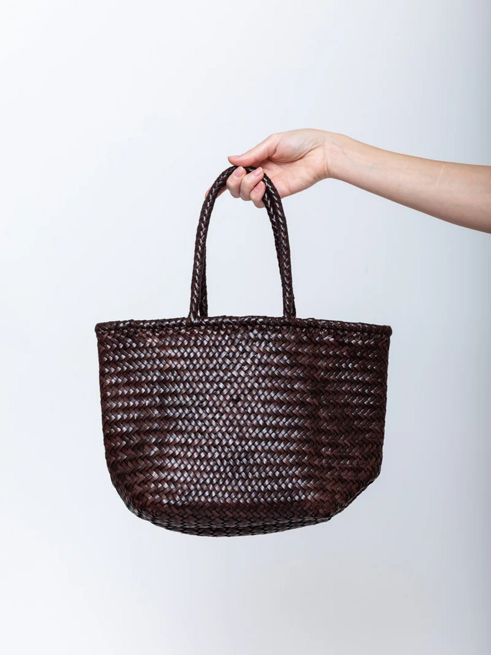 Dragon Diffusion Woven Leather Tote Dark Brown